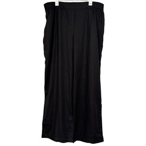 Ophelia Roe Wide Leg Black Linen Blend Pants NWT Size 2X Stretch Womens